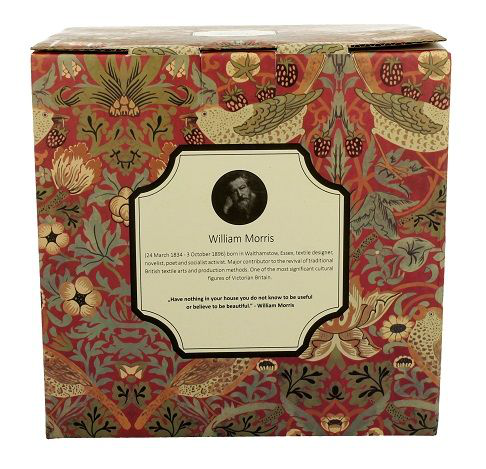 Ozdobne pudełko porcelanowego zestawu William Morris Strawberry Thief Red.