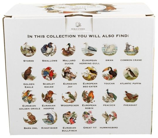 Ozdobne pudełko prezentowe z kolekcji World of Birds z wizerunkiem różnych gatunków ptaków.