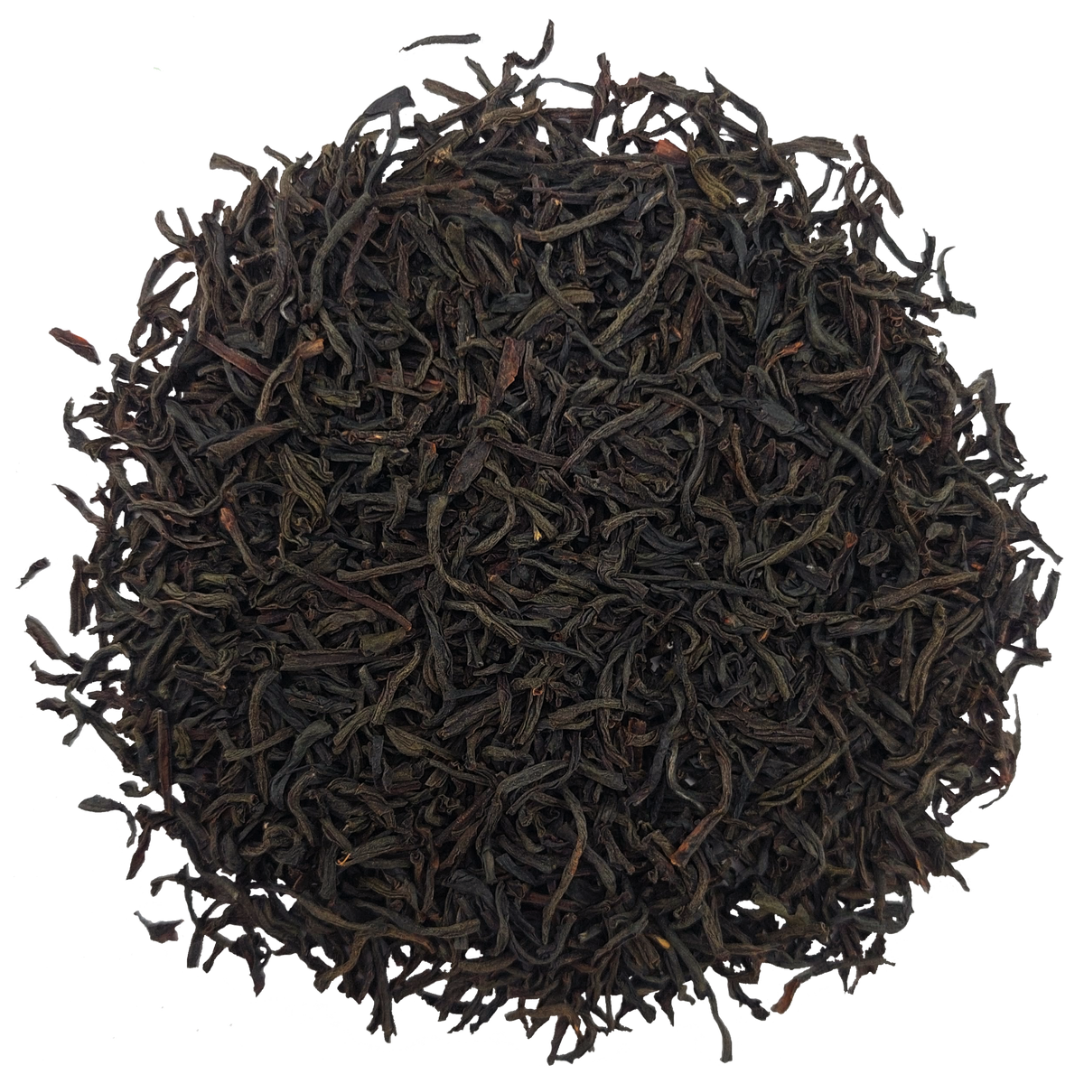 Zbliżenie na liście herbaty Stassen Earl Grey – czarna herbata cejlońska wysokiej jakości.
