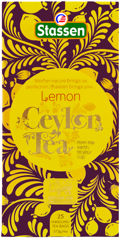 Opakowanie herbaty Stassen Lemon Tea – czarna herbata cejlońska z cytryną.