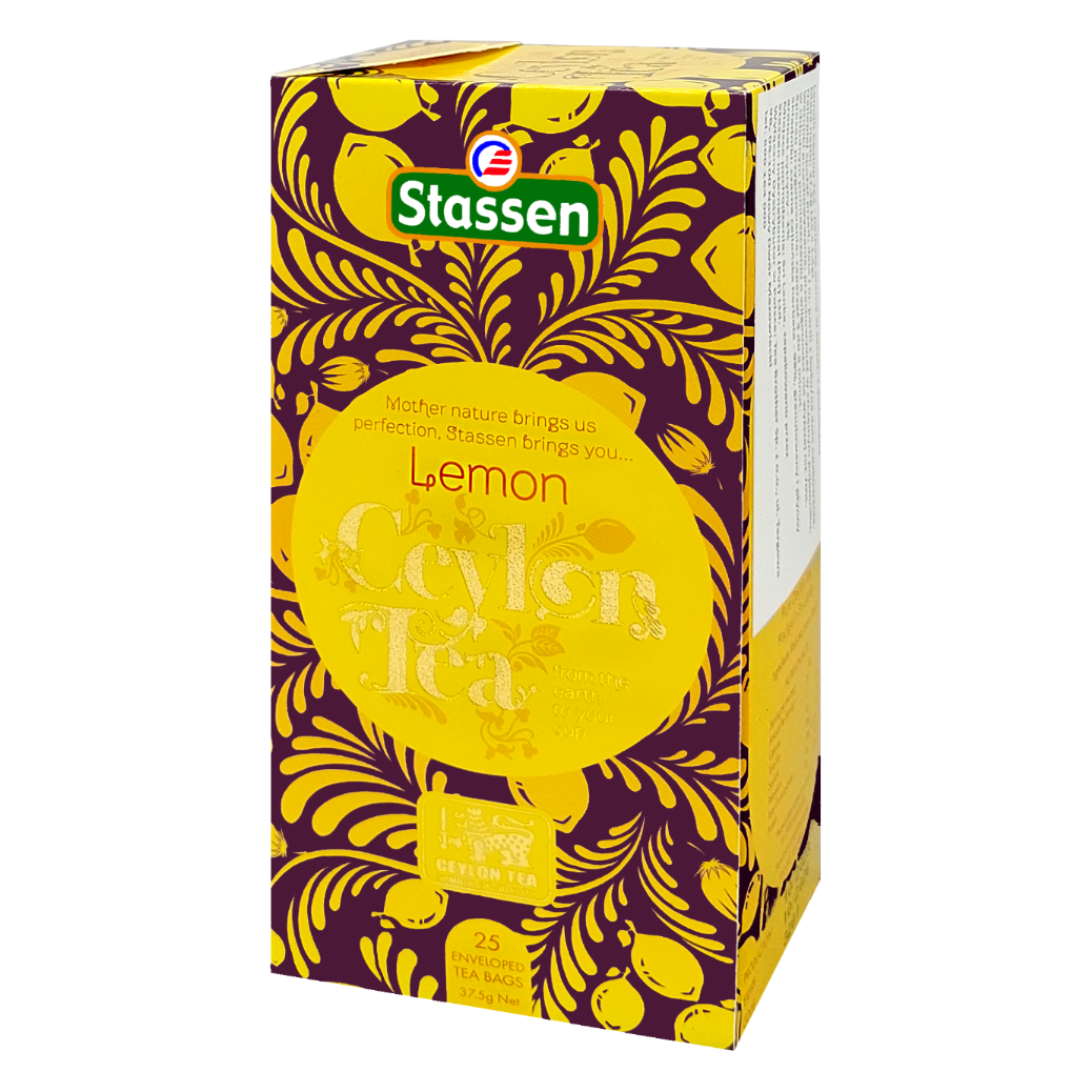 Widok boczny opakowania herbaty Stassen Lemon Tea.