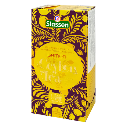 Widok boczny opakowania herbaty Stassen Lemon Tea.