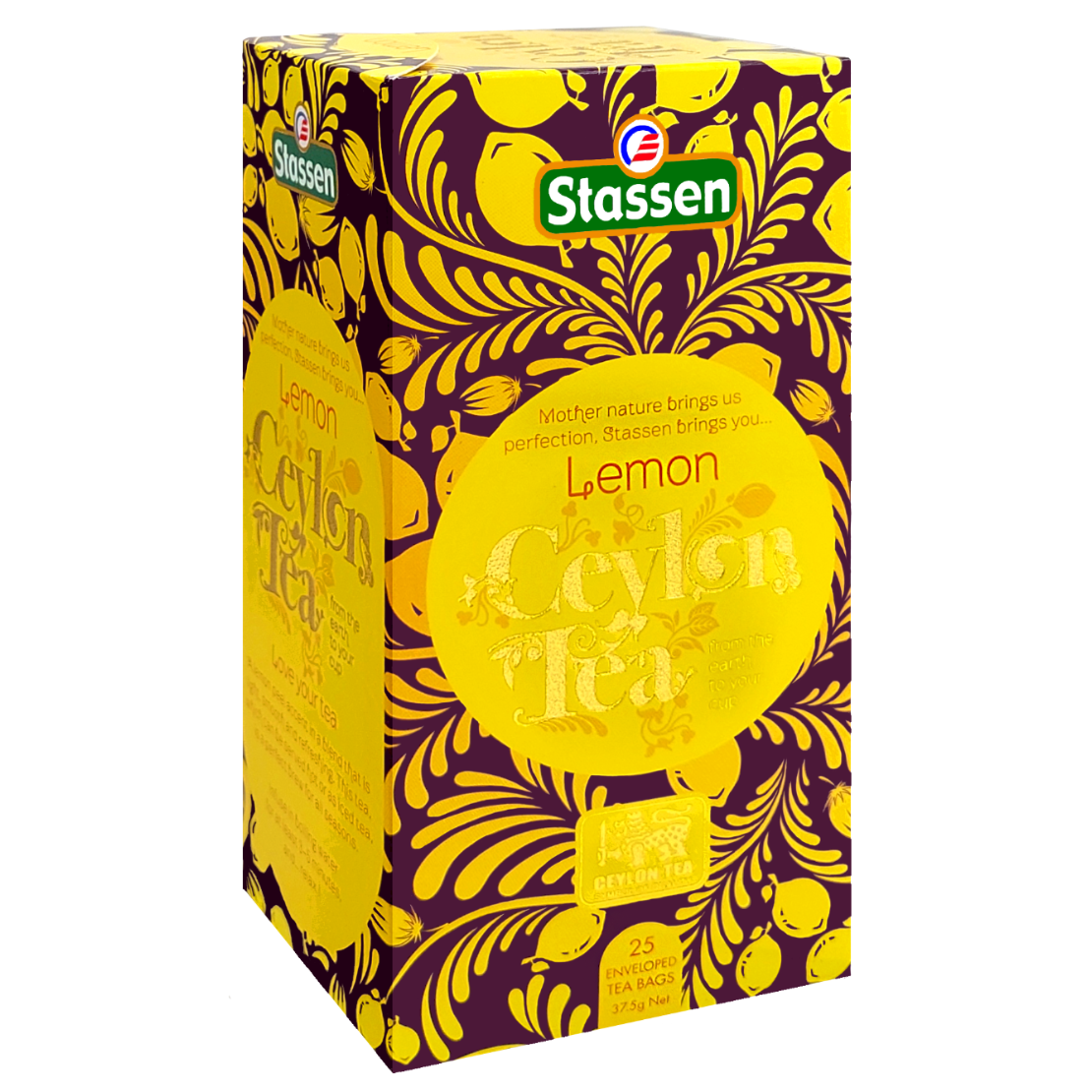 Herbata Stassen Lemon Tea w pudełku z boku.