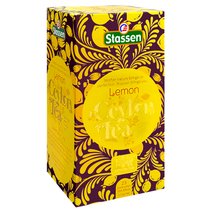 Herbata Stassen Lemon Tea w pudełku z boku.