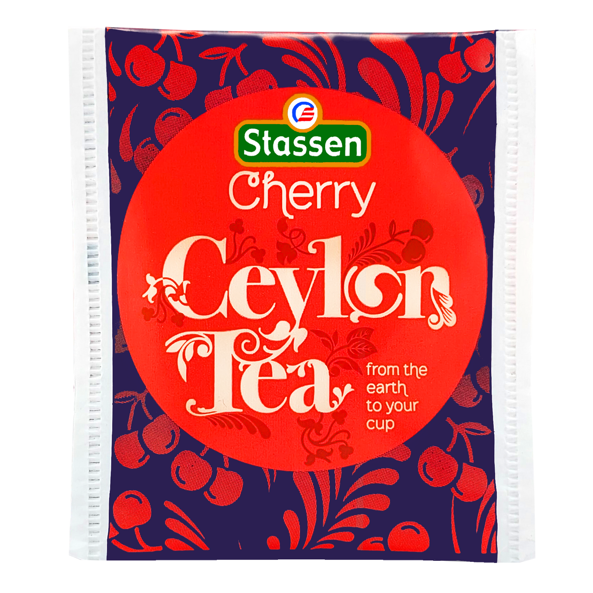 Koperta herbaty Stassen Cherry Tea – czarna herbata z aromatem wiśni w saszetkach.