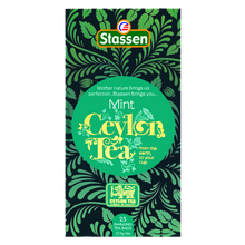 Opakowanie herbaty Stassen Mint Black Tea z cejlońską czarną herbatą i miętą.