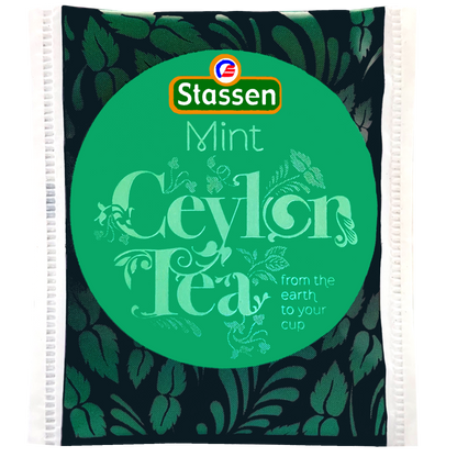 Koperta herbaty Stassen Mint Black Tea z cejlońską czarną herbatą i miętą.