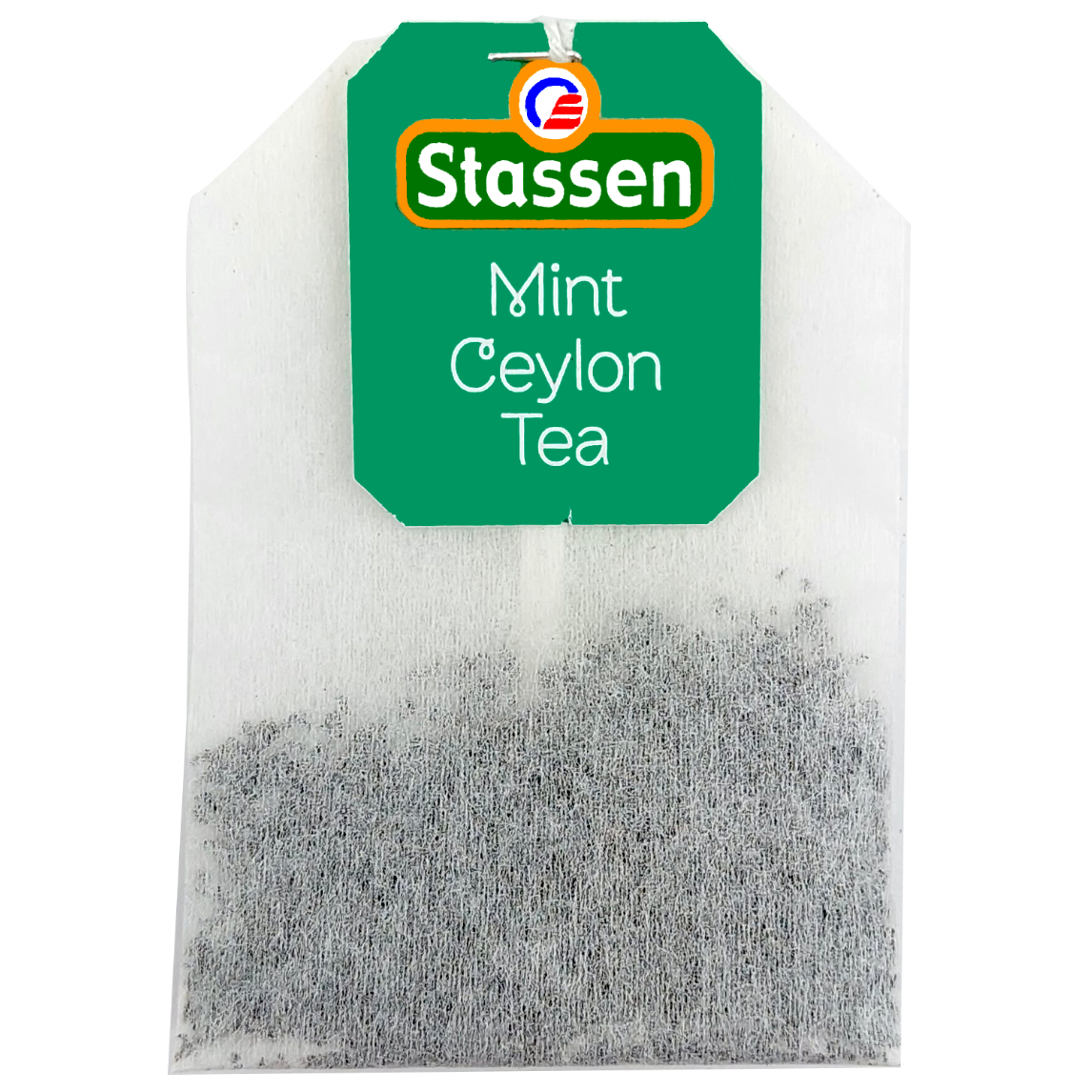 Torebka herbaty Stassen Mint Black Tea z metką.