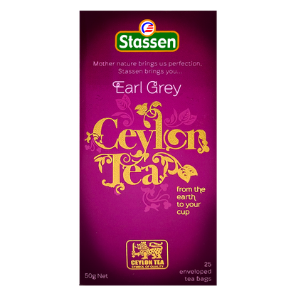 Herbata Stassen Earl Grey Tea w opakowaniu – klasyczna czarna herbata z bergamotką.