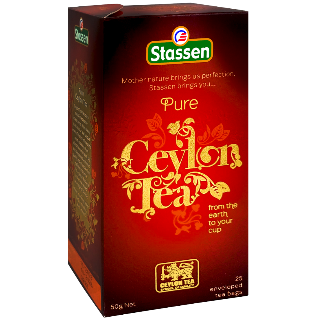 Opakowanie herbaty czarnej Stassen Pure Ceylon widok z boku.