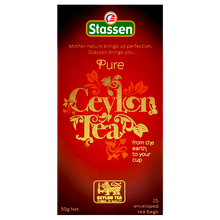 Herbata czarna Stassen Pure Ceylon – pudełko z przodu z logo Ceylon Tea.