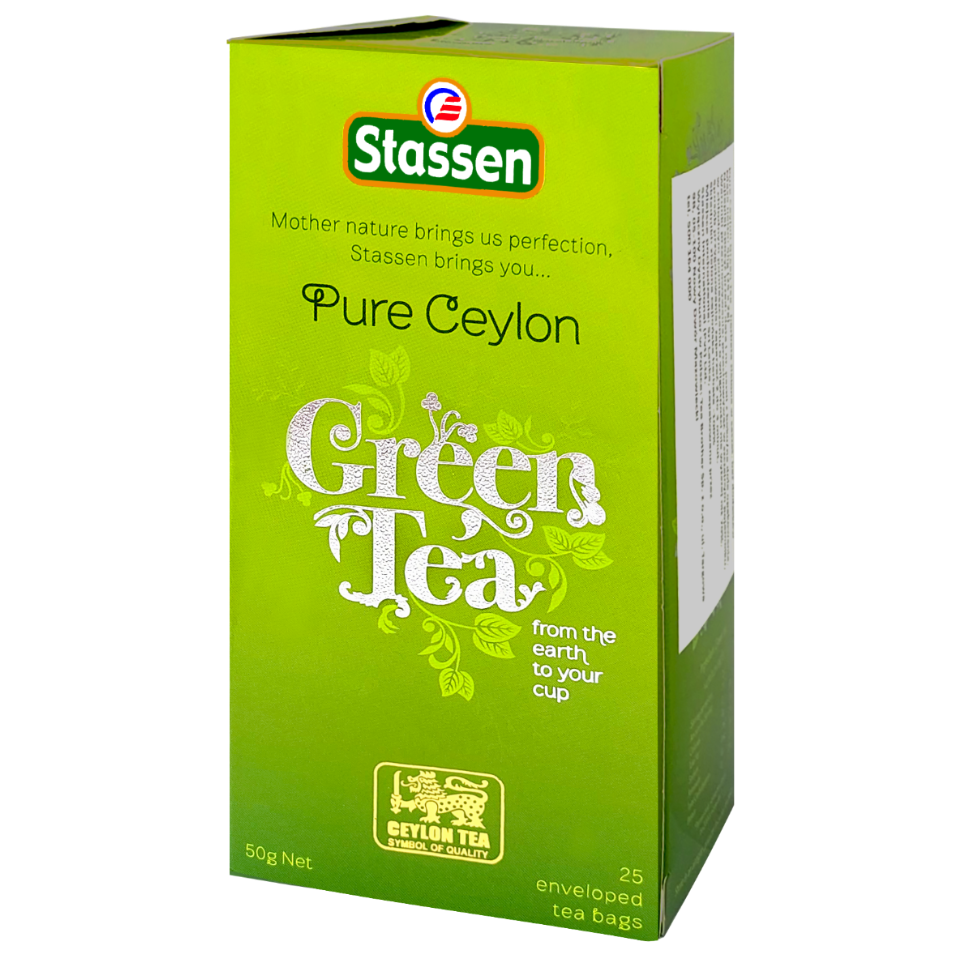Opakowanie herbaty zielonej Stassen Pure Ceylon Green Tea 25 kopert.