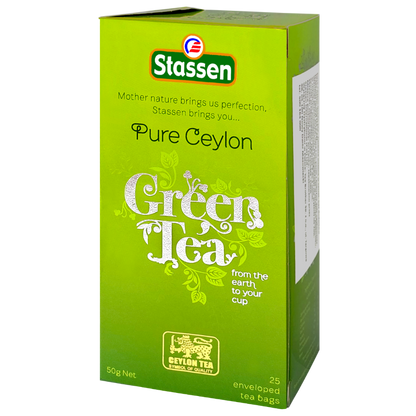 Opakowanie herbaty zielonej Stassen Pure Ceylon Green Tea 25 kopert.