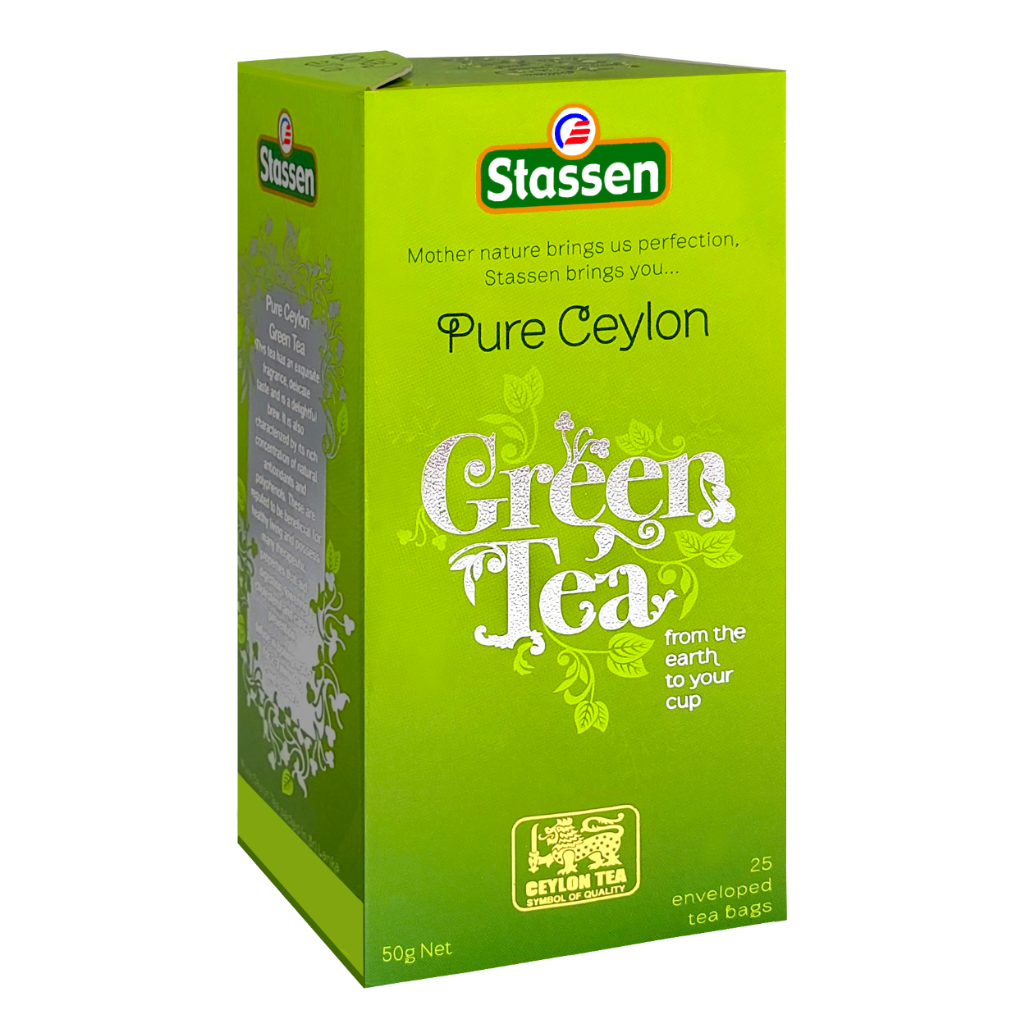 Herbata zielona Stassen Green Tea – pudełko widok z boku.