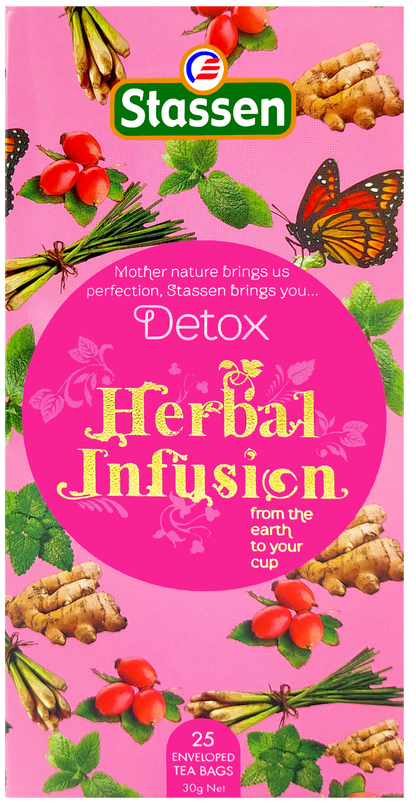 Opakowanie herbaty ziołowej Stassen Detox Herbal Infusion widok z przodu