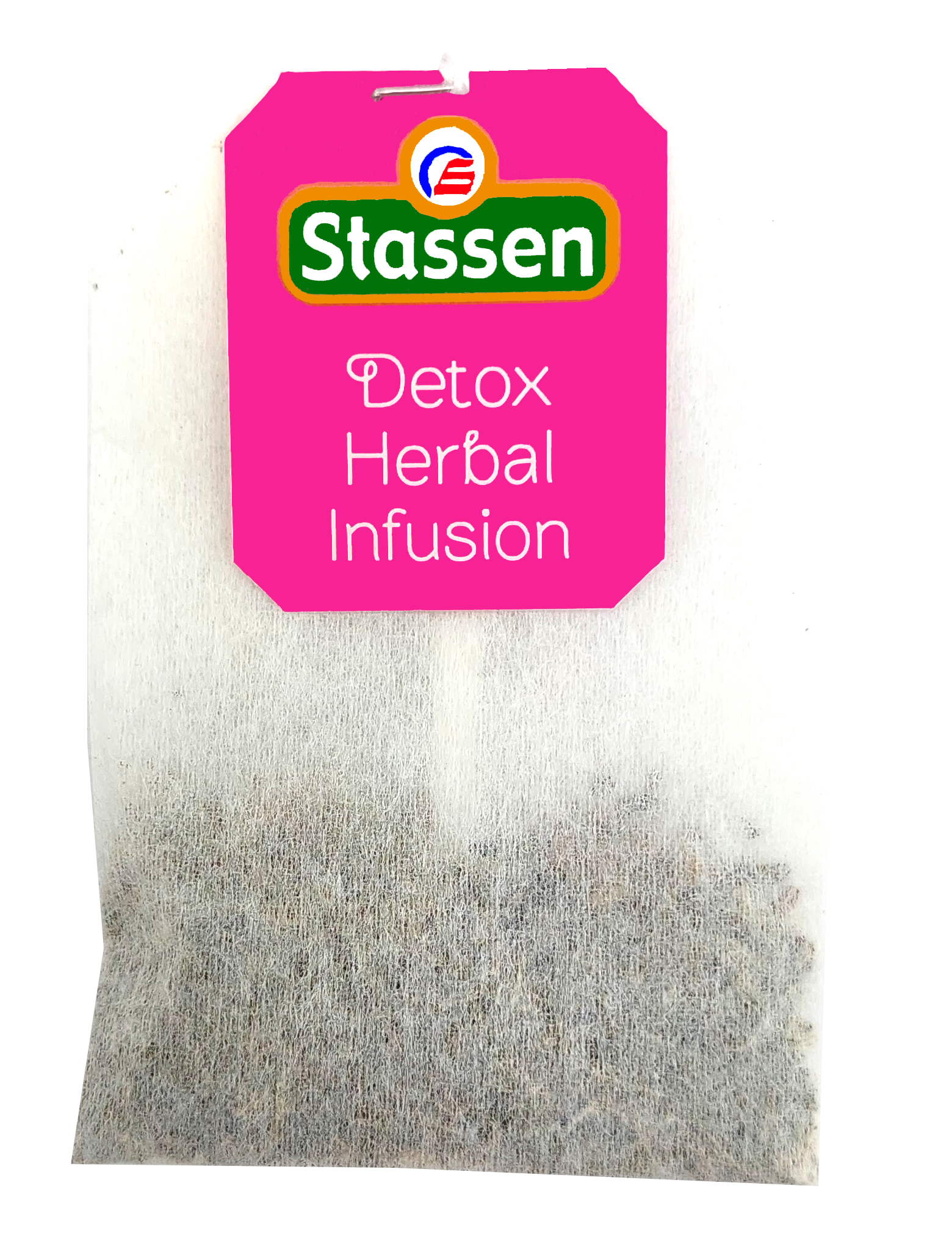 Torebka herbaty ziołowej Detox Stassen z napisem herbal infusion