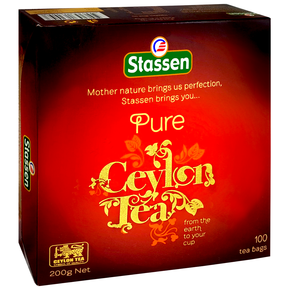 Opakowanie Stassen Pure Ceylon Tea widok z boku pod kątem lewym