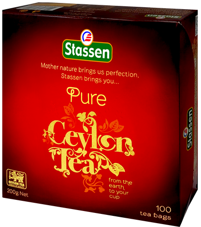Herbata Stassen Pure Ceylon Tea pudełko prezentowane pod kątem prawym