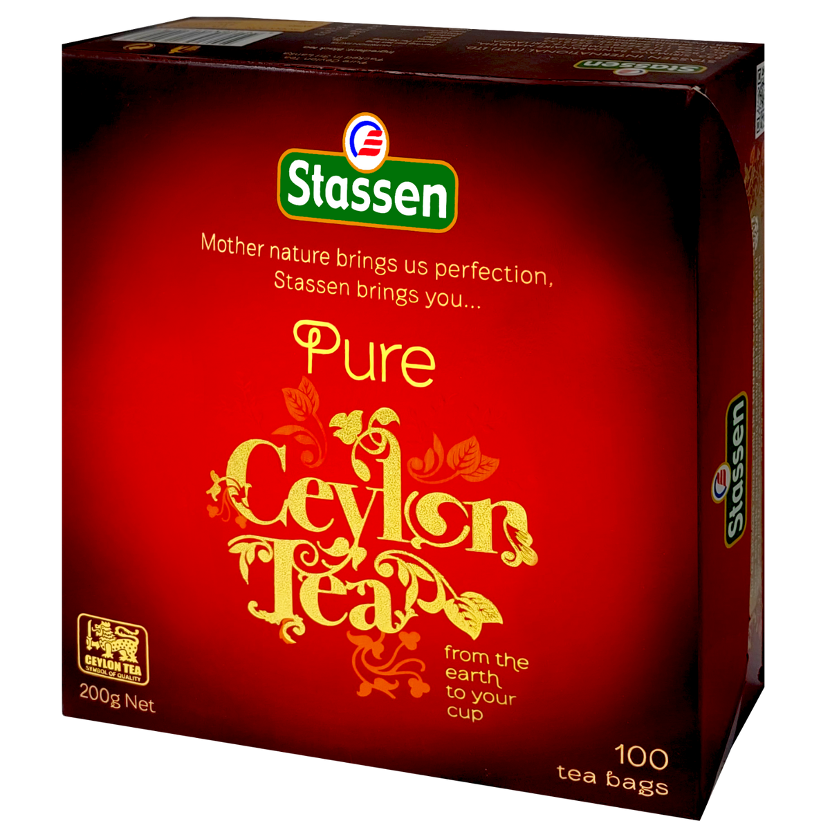 Herbata Stassen Pure Ceylon Tea pudełko prezentowane pod kątem prawym