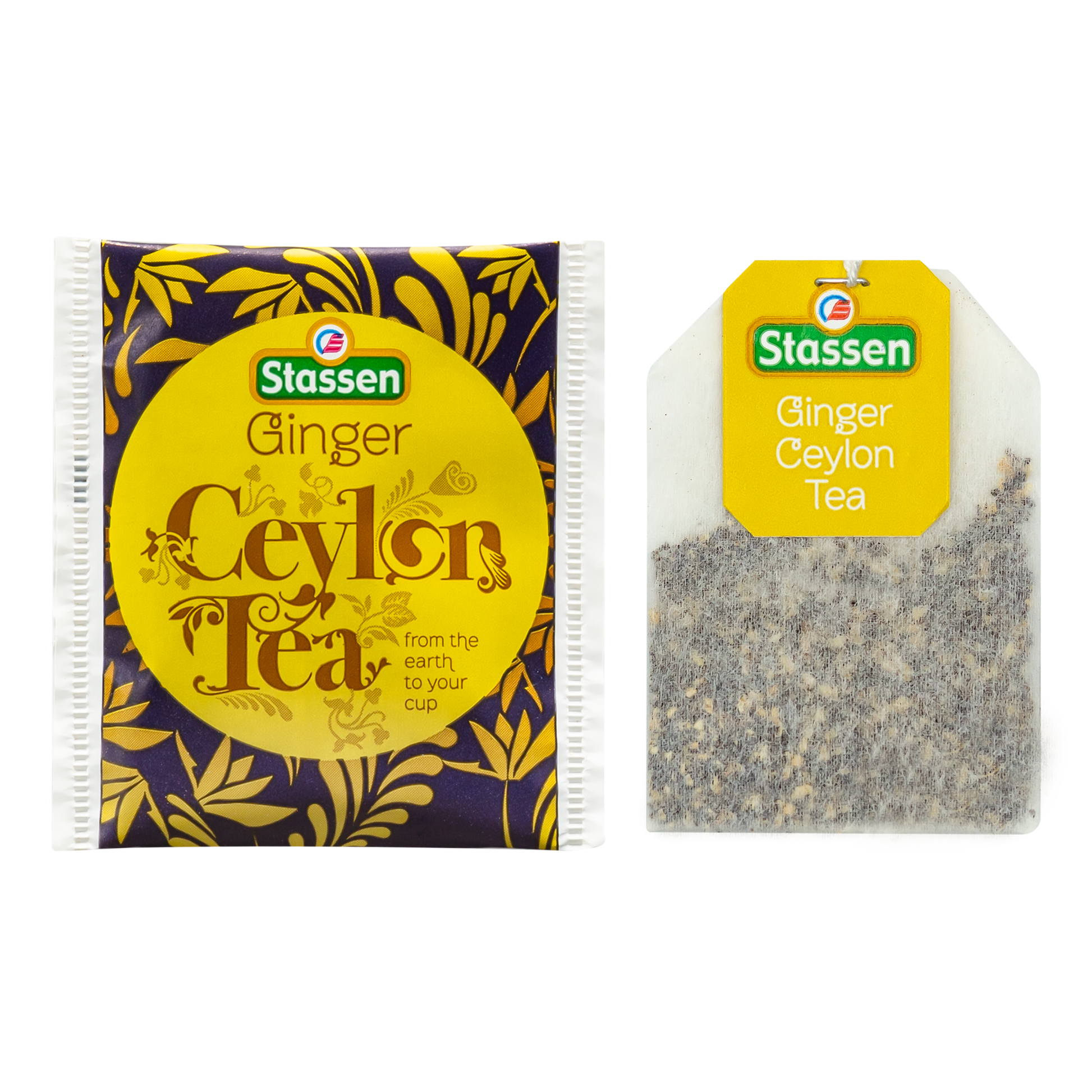 Koperta i torebka herbaty Ginger Tea Stassen – aromatyczna herbata imbirowa w kopercie.