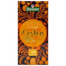 Pionowe opakowanie herbaty Stassen Orange Tea – klasyczna czarna herbata o cytrusowym aromacie.