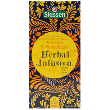 Pionowe opakowanie Stassen Rooibos & Honeybush – delikatny napar z rooibosa i honeybusha.