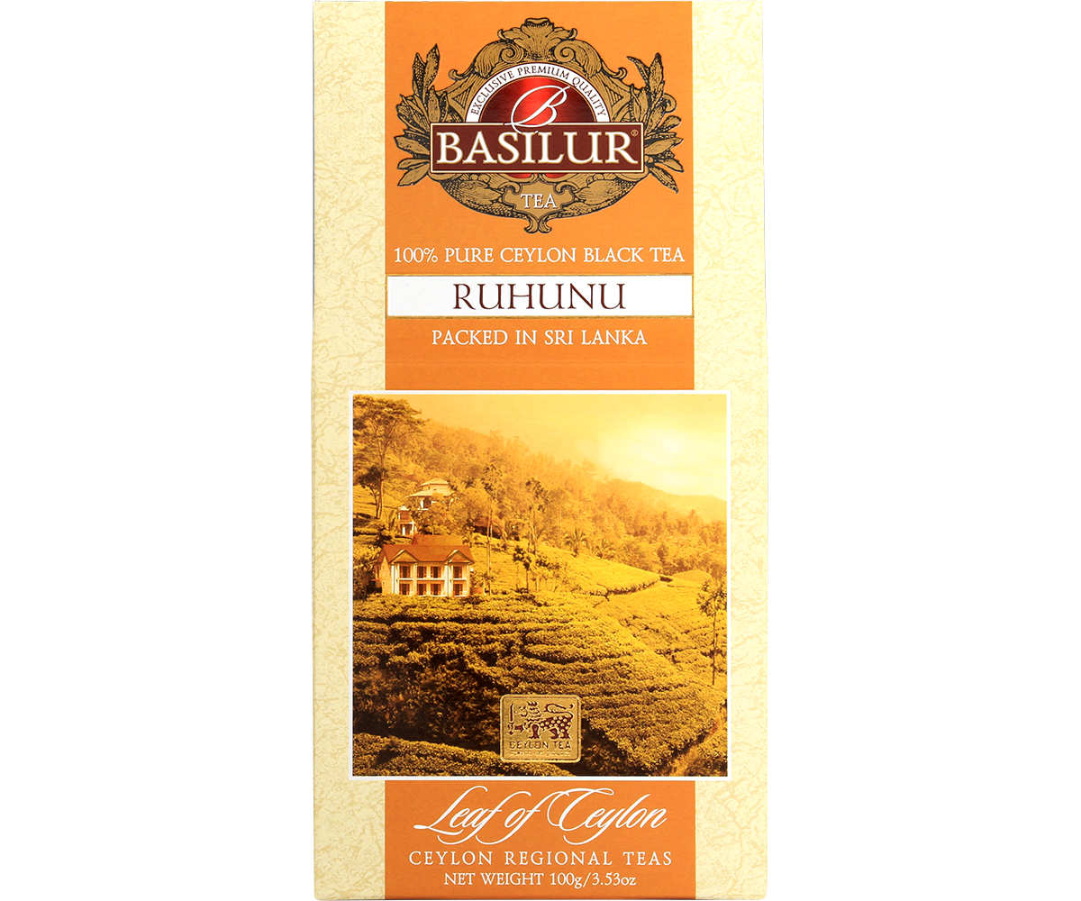 Opakowanie herbaty Basilur Ruhunu – 100 g czarnej herbaty cejlońskiej luzem.
