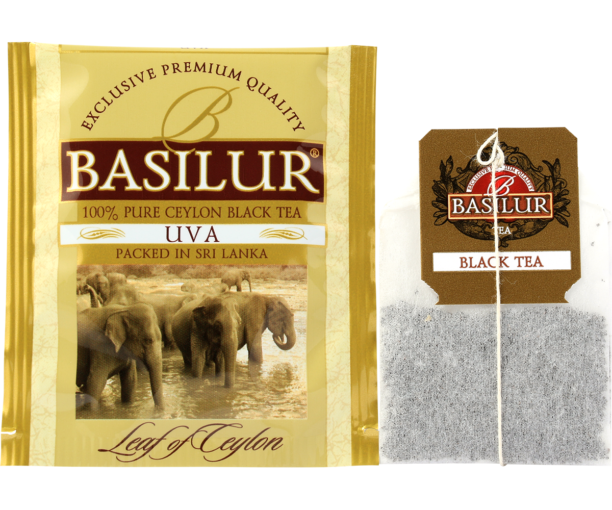 Herbata Basilur Uva w kopertach.