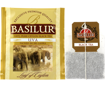 Herbata Basilur Uva w kopertach.