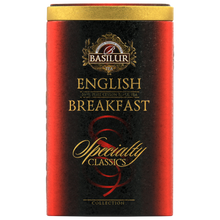 Herbata czarna Basilur English Breakfast w eleganckiej puszce – widok z przodu.