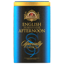 Herbata czarna Basilur English Afternoon w metalowej puszce – widok z przodu.