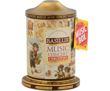 Puszka herbaty Basilur Music Concert Christmas w stylu retro z napisem Music Box