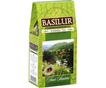 Opakowanie herbaty Basilur Summer Tea – widok z lewej strony.