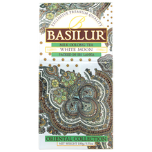 Przód opakowania herbaty Basilur White Moon – mleczna herbata oolong.