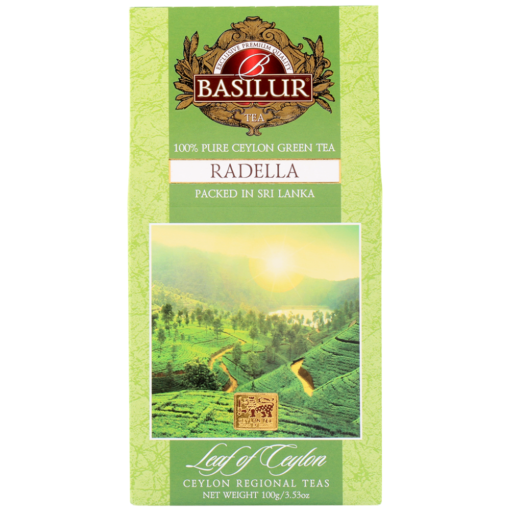 Opakowanie herbaty Basilur Radella Green – zielona herbata cejlońska 100 g.
