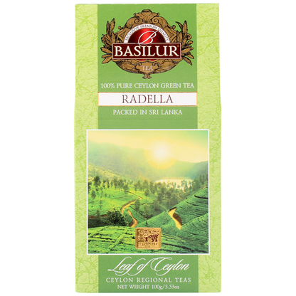 Opakowanie herbaty Basilur Radella Green – zielona herbata cejlońska 100 g.