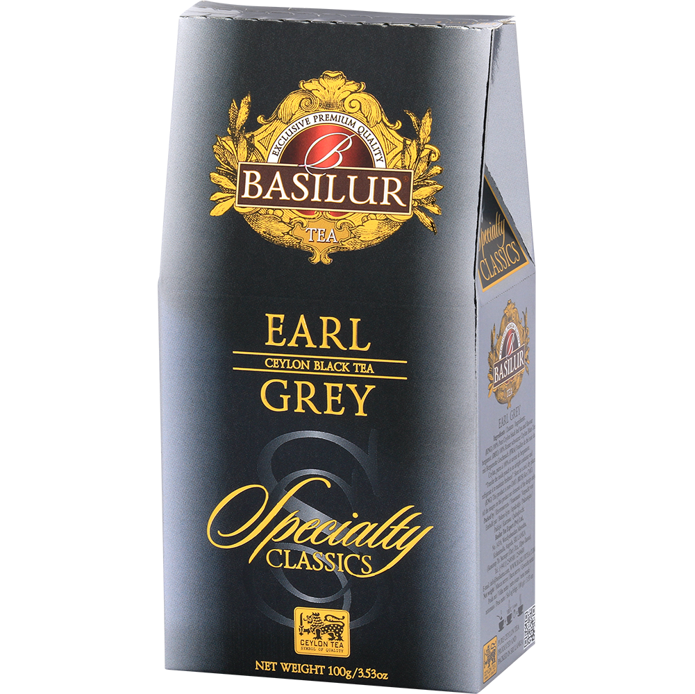 Opakowanie herbaty Basilur Earl Grey z kolekcji Specialty Classics, czarna herbata cejlońska.