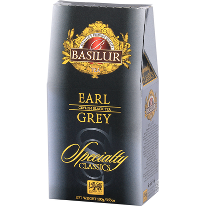 Opakowanie herbaty Basilur Earl Grey z kolekcji Specialty Classics, czarna herbata cejlońska.