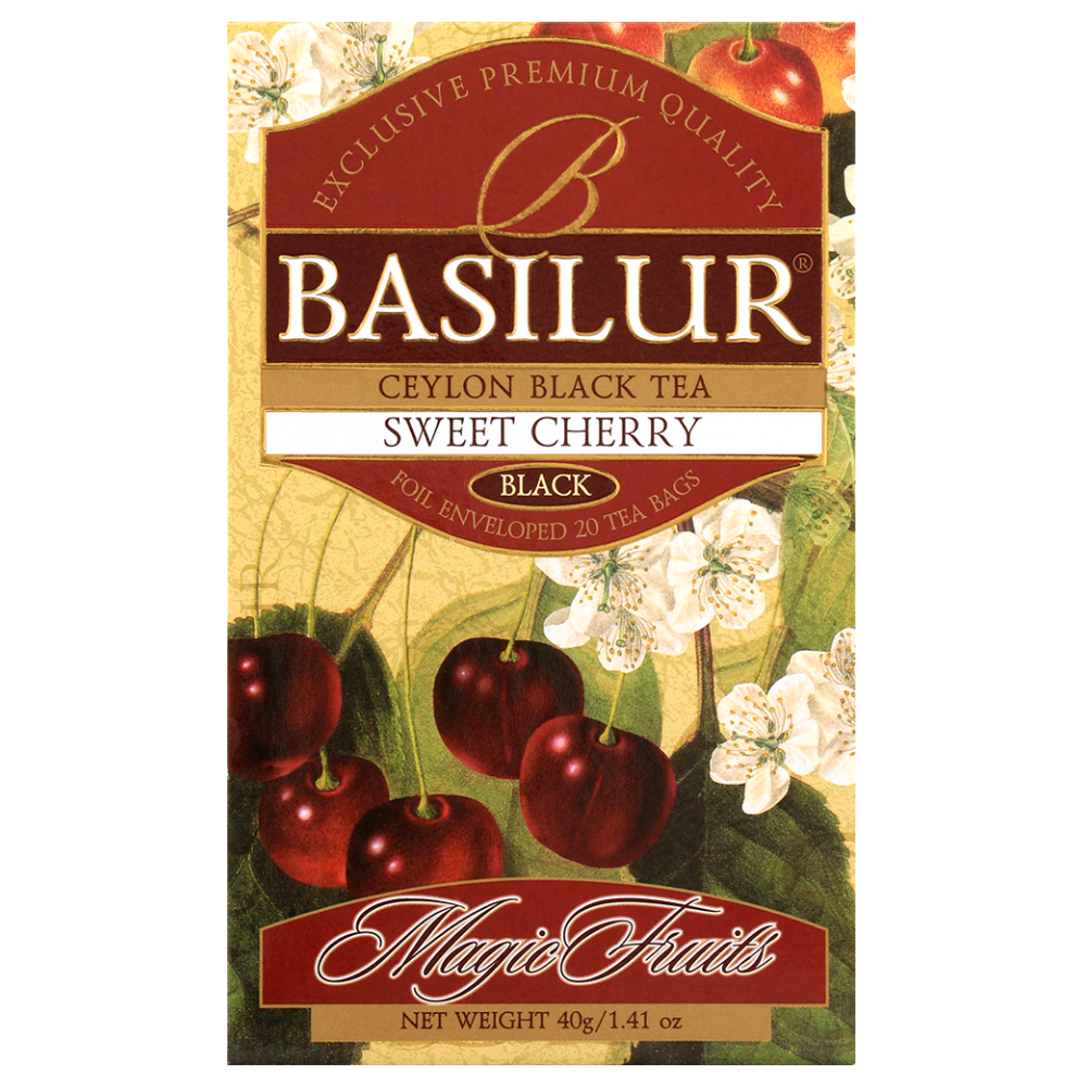 Opakowanie Basilur Sweet Cherry 25 x 2 g czarna herbata cejlonska w kopertach