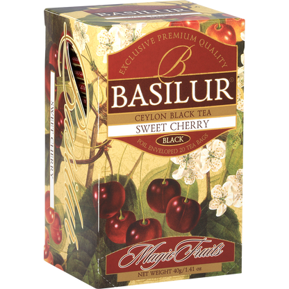 Pudelko Basilur Sweet Cherry czarna herbata z aromatem wisni 25 torebek