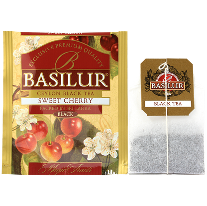 Saszetka i torebka Basilur Sweet Cherry czarna herbata Ceylon w kopercie