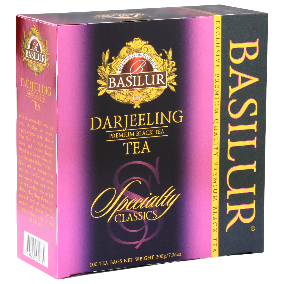 Opakowanie herbaty Basilur Darjeeling 100 x 2 g – czarna herbata premium z kolekcji Specialty Classics.
