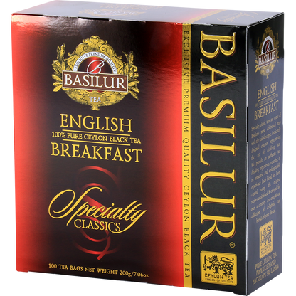 Pudełko herbaty Basilur English Breakfast z kolekcji Specialty Classics.