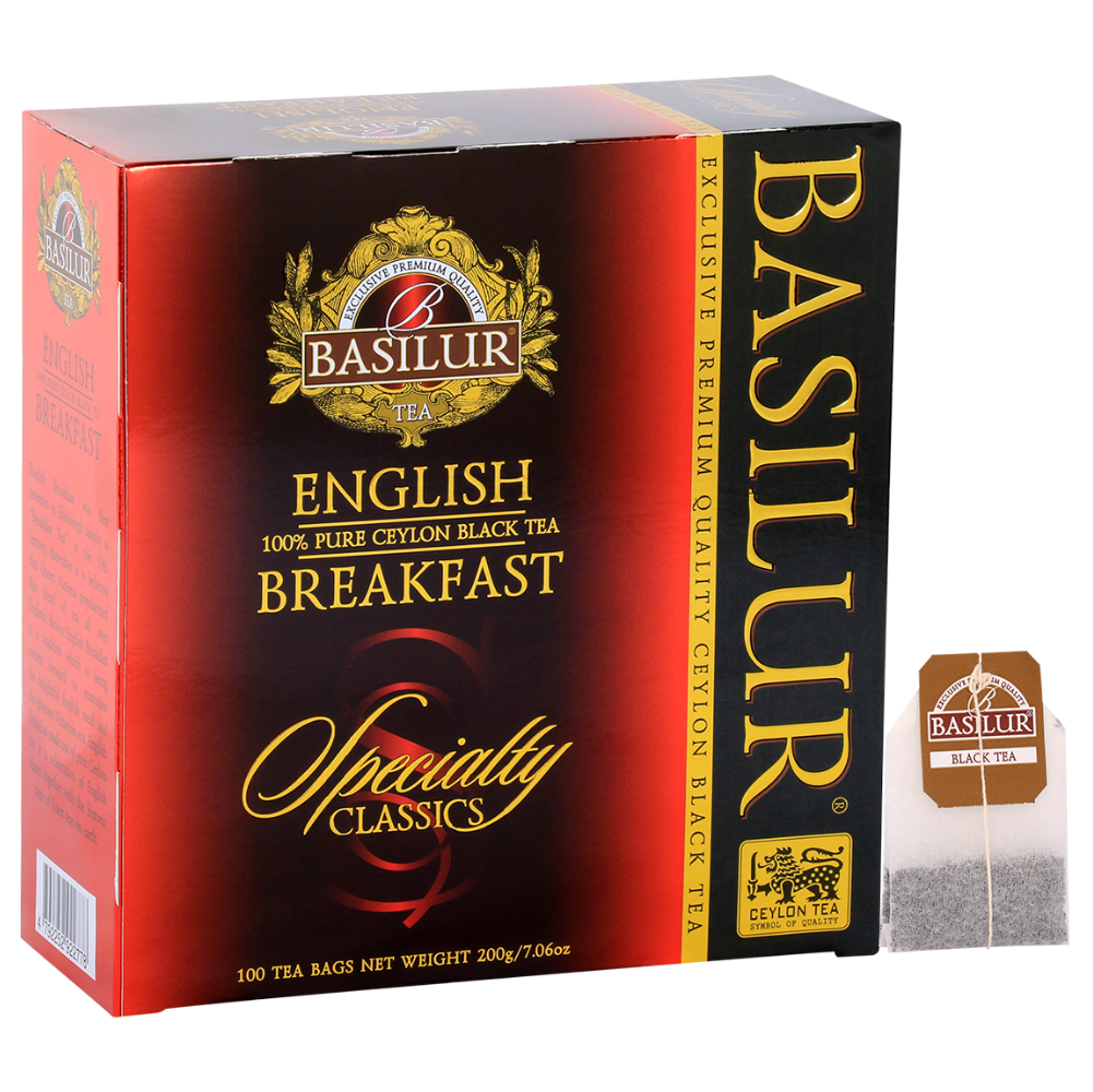 Opakowanie herbaty Basilur English Breakfast – klasyczna czarna herbata cejlońska 100 x 2 g.