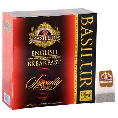 Opakowanie herbaty Basilur English Breakfast – klasyczna czarna herbata cejlońska 100 x 2 g.