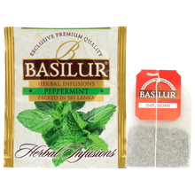 Herbata Basilur Peppermint w kopertach.