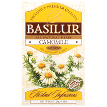 Przód opakowania herbaty Basilur Camomile z kolekcji Herbal Infusions.