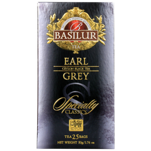 Opakowanie herbaty Basilur Earl Grey 25 x 2 g, czarna herbata cejlońska z aromatem bergamotki.