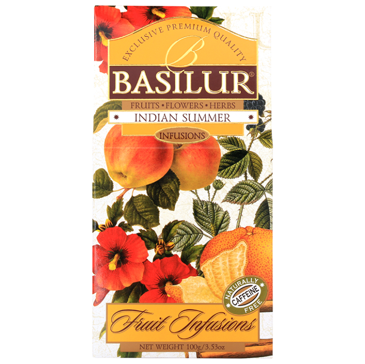Herbata owocowa Basilur Indian Summer 100 g, przód pudełka