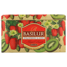 Puszka herbaty Basilur Strawberry & Kiwi – czarna herbata cejlońska z owocami.